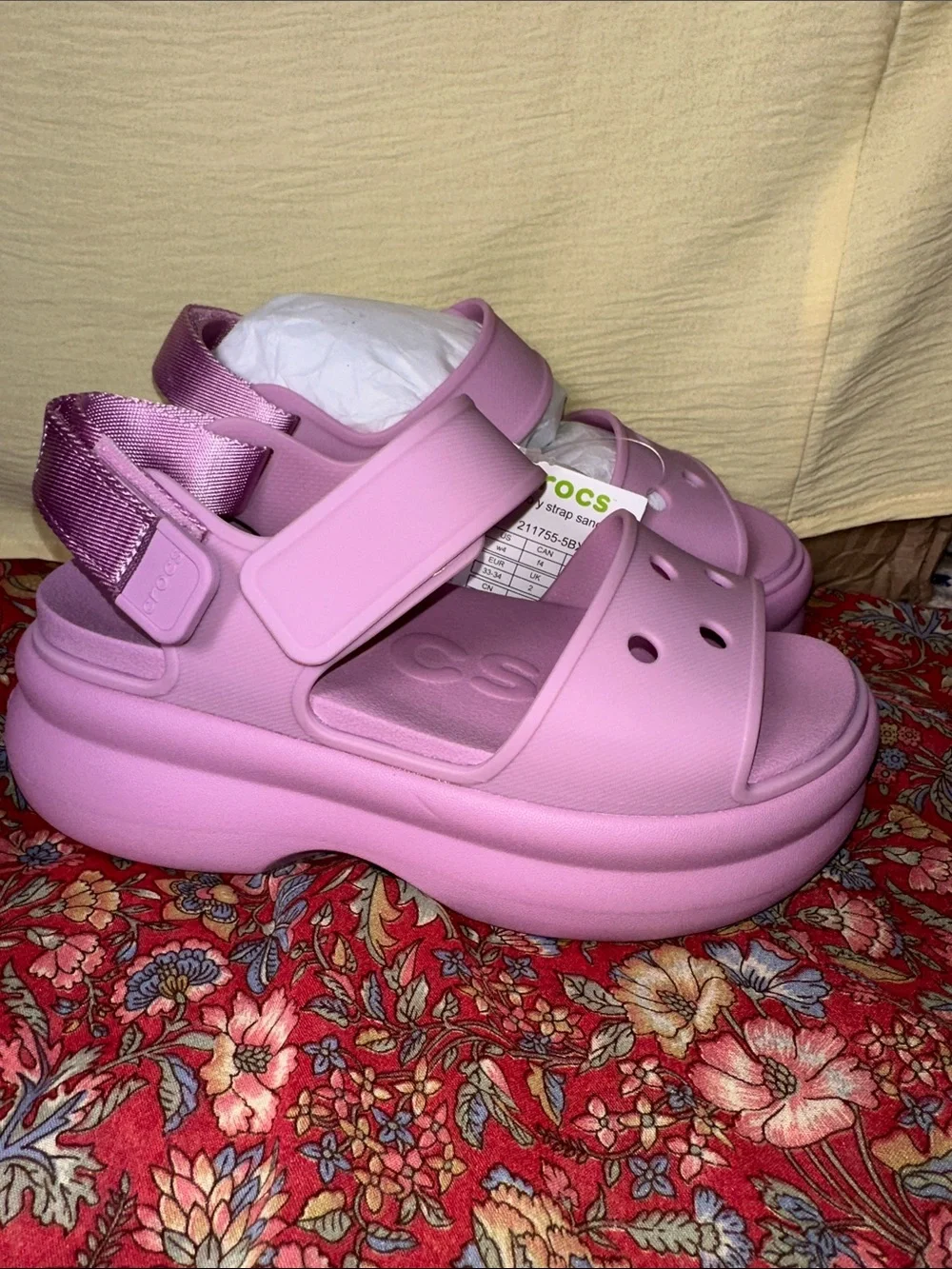 CROCS Kids Platform Sandals - Lavender Pink
